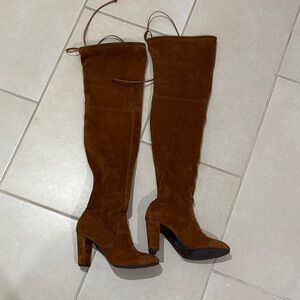Stuart Weitzman for Russell & Bromley Brown Suede Tieland Over-The-Knee Boots 36